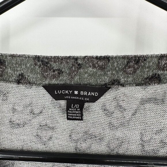 LUCKY BRAND Hacci Henley STRETCHY Knit Top‎ Blouse Green L OVERSIZE - Picture 4 of 6